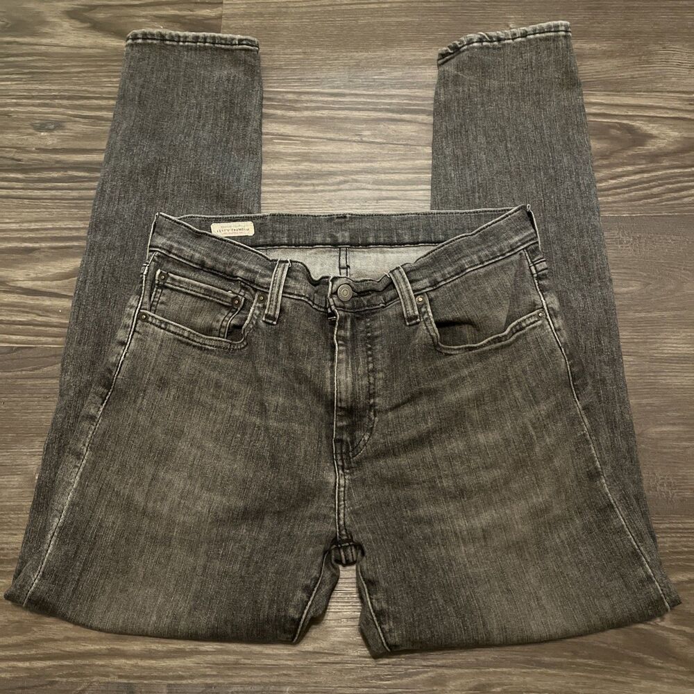 LEVI'S Jeans Men's LOT 512 Premium Black/Grey Denim LARGE E Red Tag Size 30x30